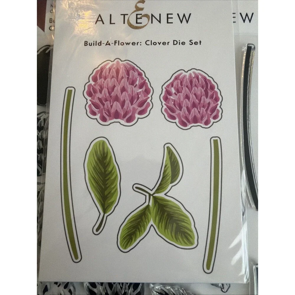 Altenew Clover Stamp and die set layering floral build a flower sentiments